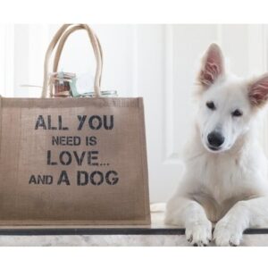 eco shopper jute - all you need is love...and a dog