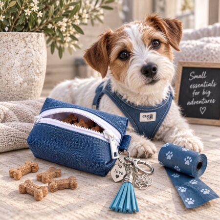 doggy-do-bag denim blue kotbeutelspender & leckerli-täschchen