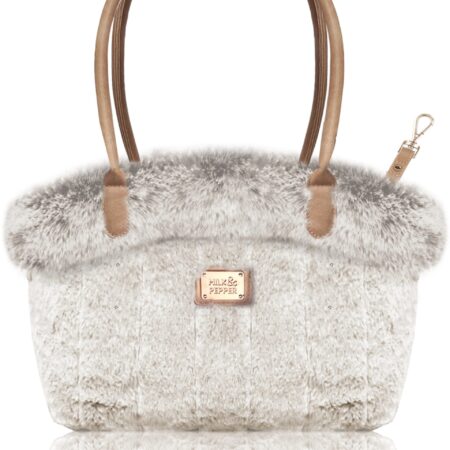 leichte hundetasche mit kunstfell fluffy beige