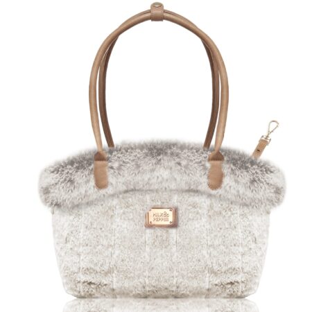 leichte hundetasche mit kunstfell fluffy beige