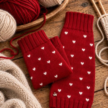 hunde cashmere rot mit weissen herzen – 100 % cashmere