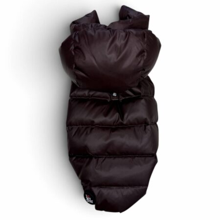daunenweste dark chocolate, hundejacke mit kapuze