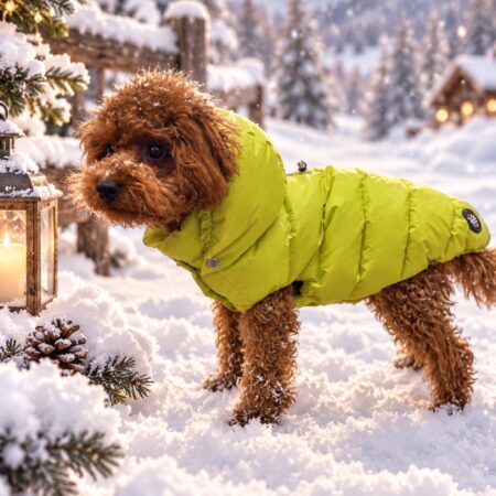 daunenweste lime, hundejacke mit kapuze