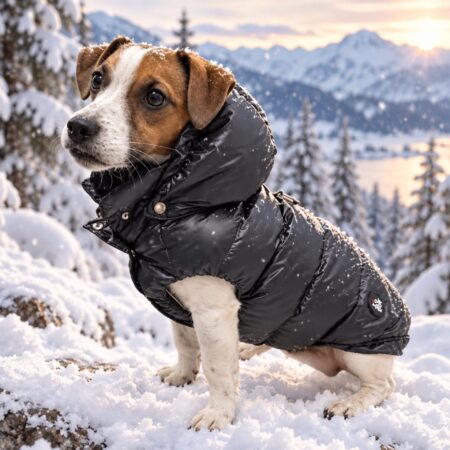 daunenweste schwarz, hundejacke mit kapuze