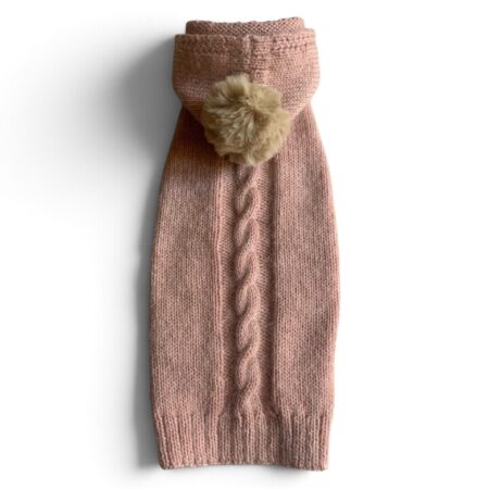 hunde cashmere hoodie rosa mit ponpon – 100 % cashmere