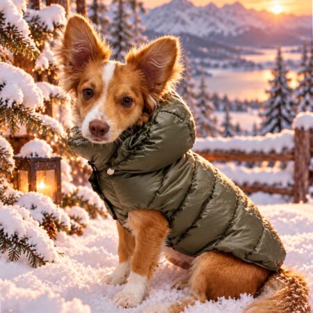 i love my dog daunenweste golden olive, hundejacke mit kapuze