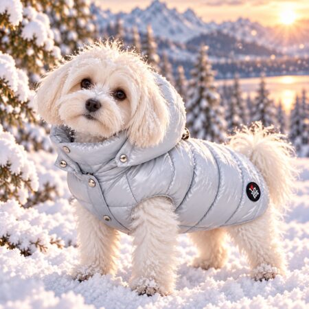 daunenweste pastell lila, hundejacke mit kapuze
