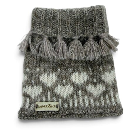 hunde cashmere loop beige mit herzen und pompon