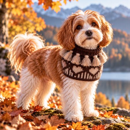 hunde cashmere loop chocolat mit herzen und pompon